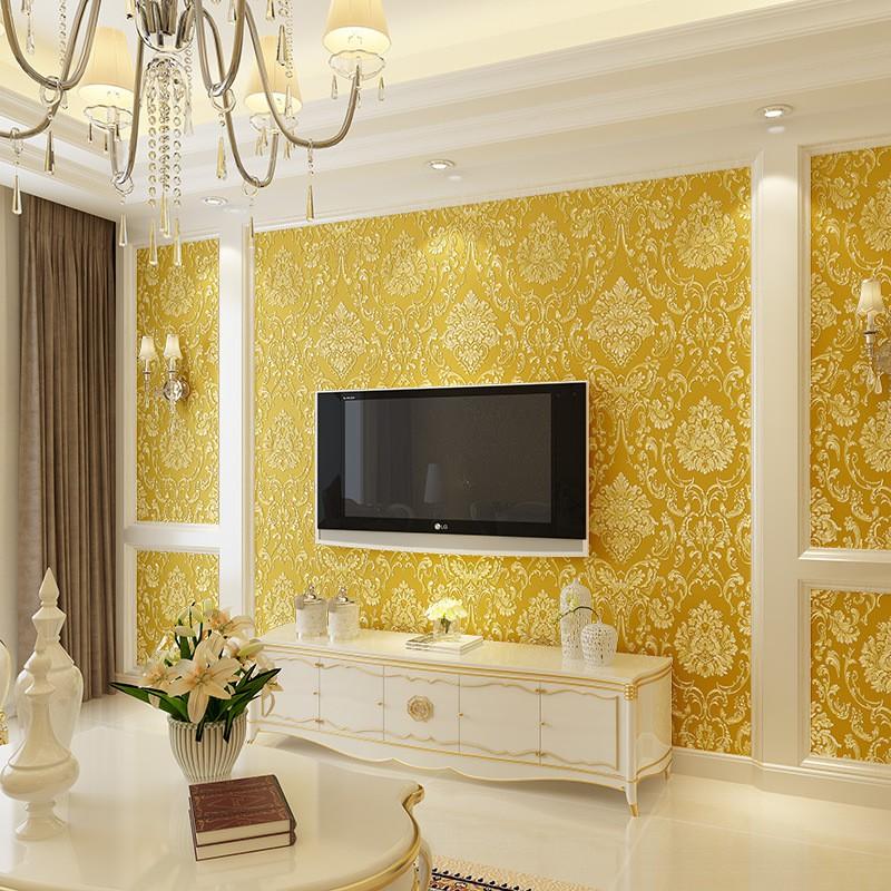 Self-Adhesive 3D Embossed Non-Woven Wallpaper Living Room Bedroom Accent Wall Decor European Style