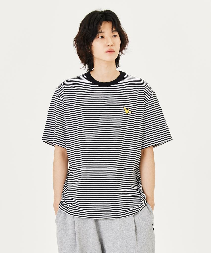MARK GONZALES Angel Wappen Striped Short Sleeve T-Shirt - Black
