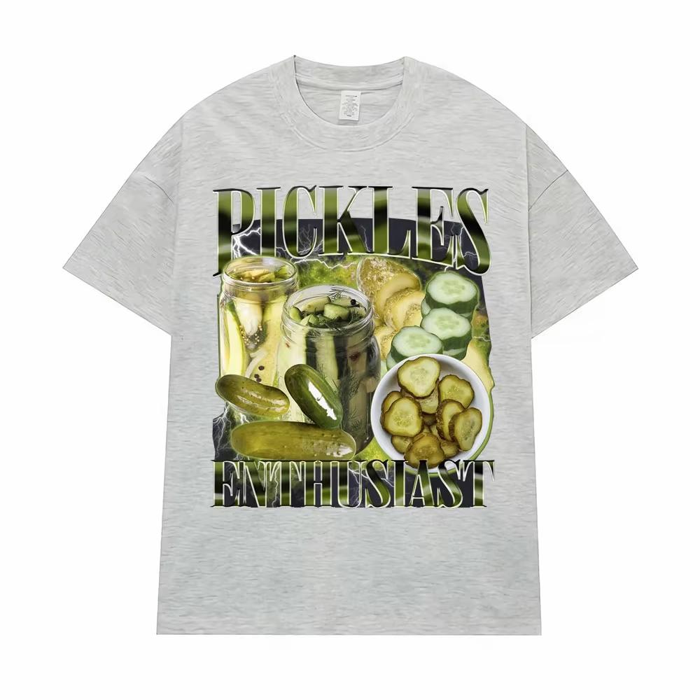 Винтажный Любитель Маринованных Огурцов Смешная Мем Футболка Мужская Женская Мода Хип-Хоп Повседневная Графическая Футболка 90-х Хлопковая Футболка Оверсайз
