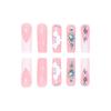 24 шт., кусочки дизайна ногтей, хрустальные цветы, удлиненные, с полным покрытием, простое управление, быстрый маникюр, французский квадратный накладные ногти