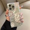 Прозрачный квадратный чехол-бампер для iPhone 14 Pro Max 15 Plus 16 ProMax 13 11 12, защита от окисления, с узором "Безумная роза"