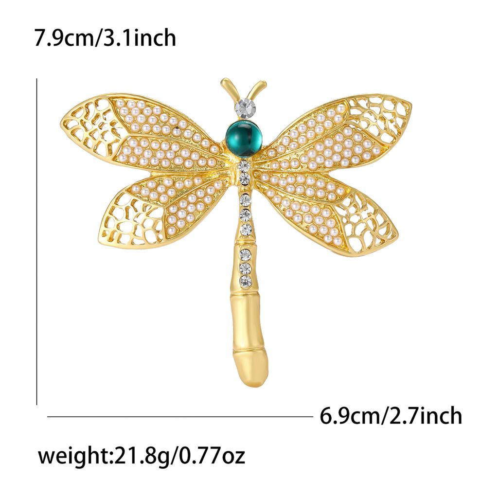 Fashion Heavy Industry Alloy Pearl Dragonfly Brooch Vintage Versatile Women'S Suit Coat Corsage Accessories Pin