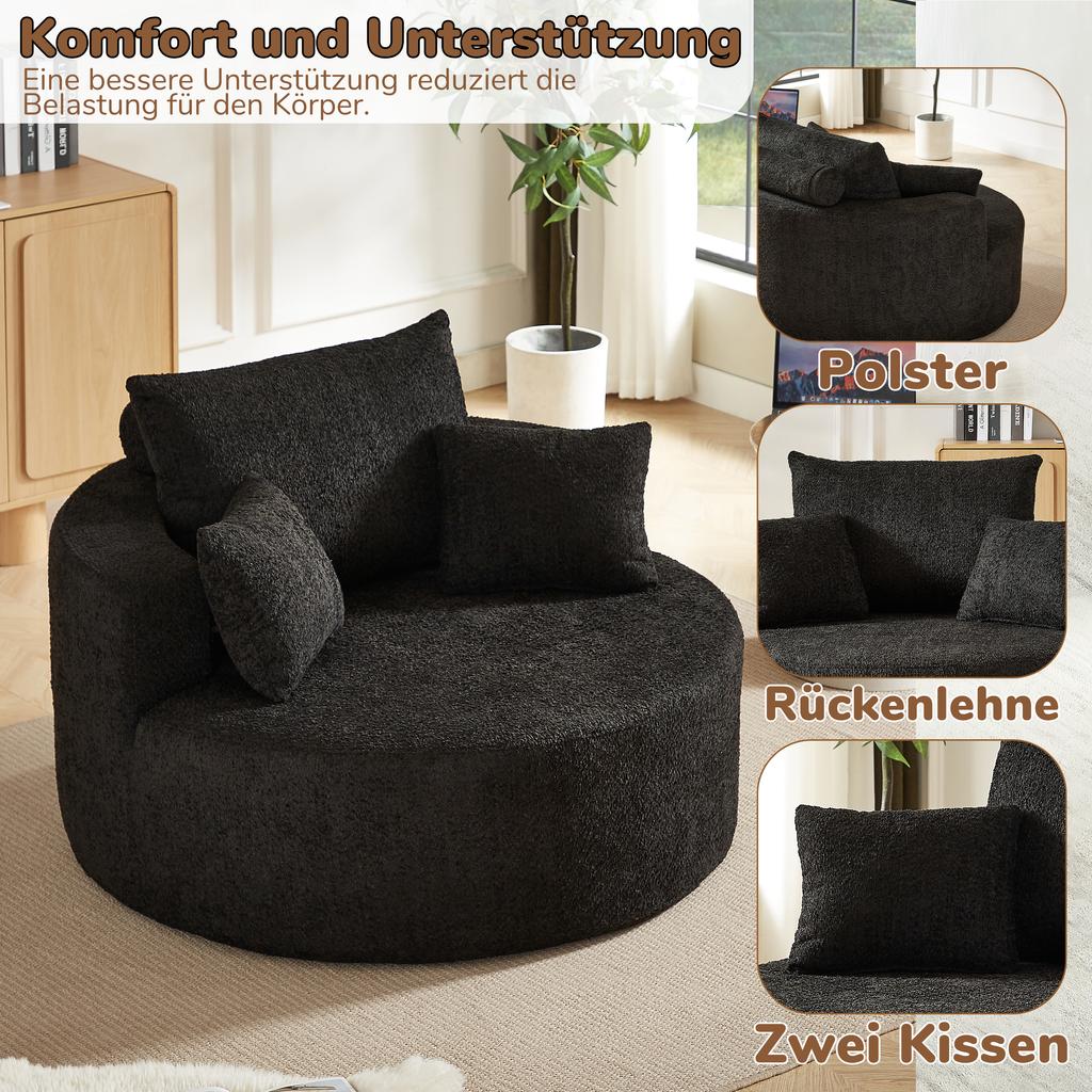 Chenille foam single armchair, no assembly required, fluffy modern sleeper chair for living room, bedroom, lounge and screening room