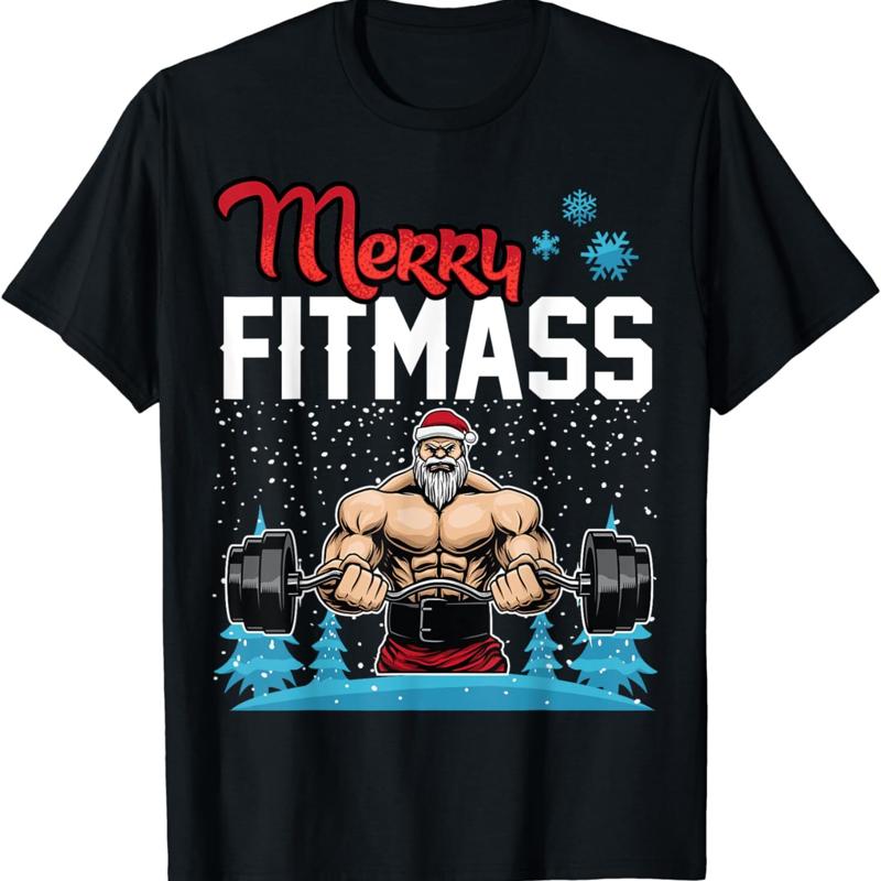 New Merry Fitmass Funny Santa Bodybuilder Gym Fitness Workout T Shirt S 3xl