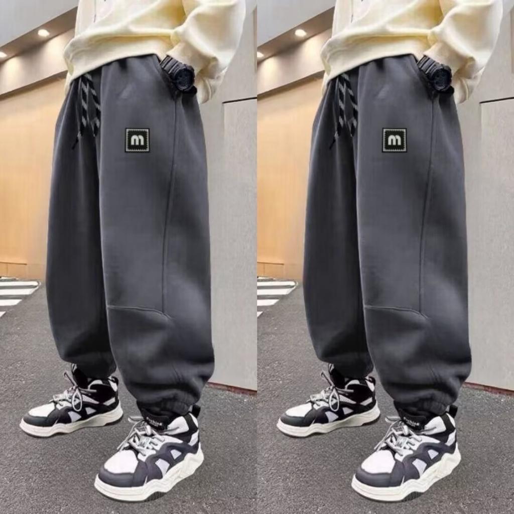 Boys' Spring and Summer Autumn Pants Children and Teens Pants Thin Children's Sports Straight Pants Trendy Three-Bar Pants Trendy