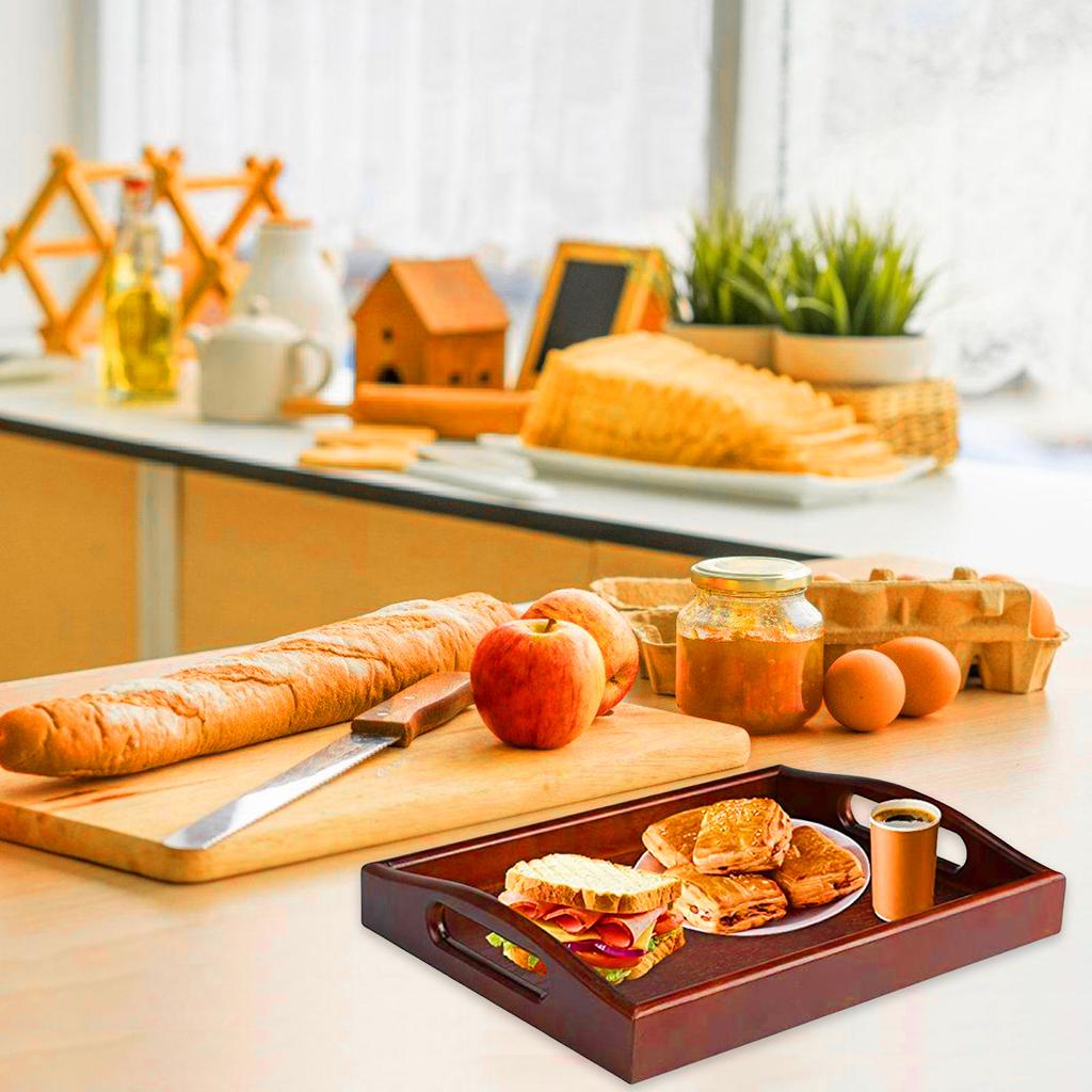 Поддон для хранения, деревянный, прямоугольный, с ручками, стильный, для столовой и кухни, поднос для сервировки завтрака