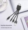 Светящийся брелок-брелок 3-в-1, кабель данных для устройств Apple, Android, Huawei и LeTV