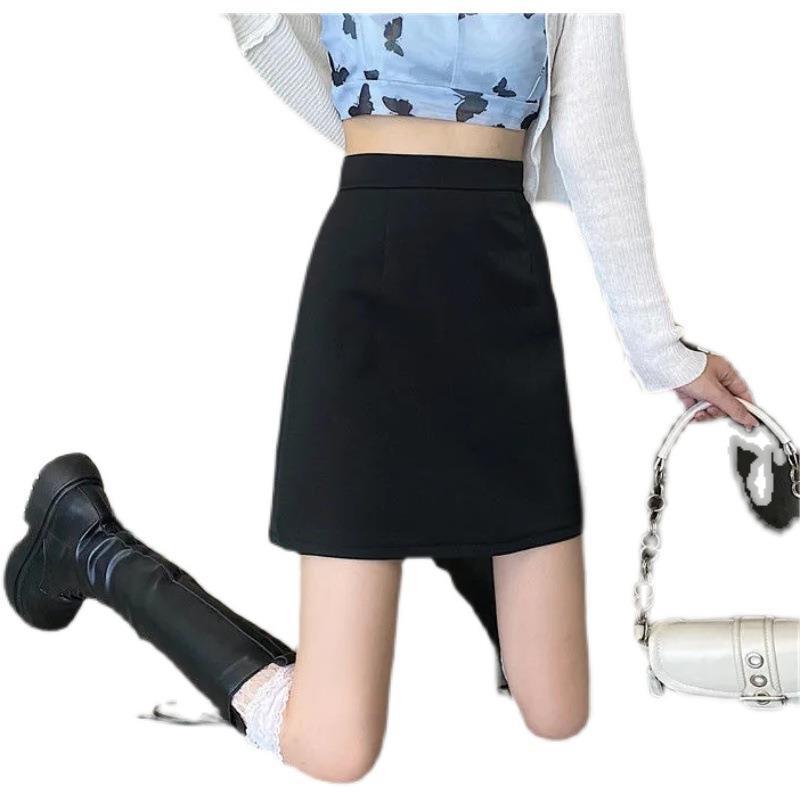 Летняя черная юбка А-силуэта с высокой талией 2025 - Защита от просвечивания, Приталенная, Универсальная, Большой размер