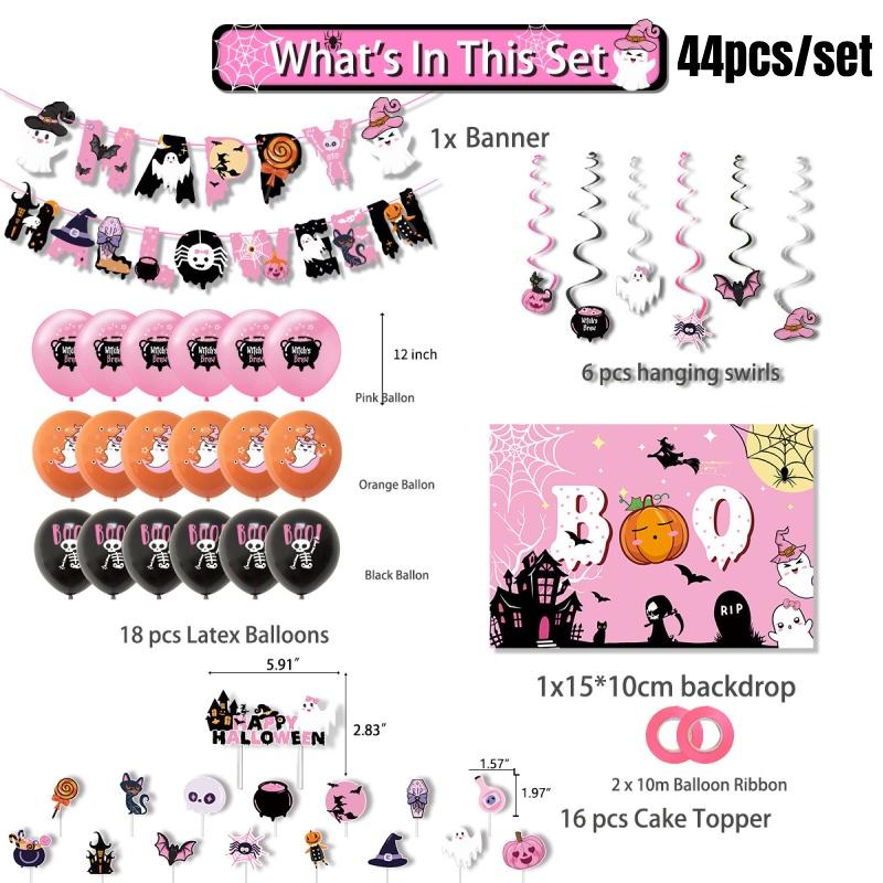 Латексный материал Розовый Украшение для Хэллоуинской вечеринки Воздушный шар Баннер Тыква Набор для украшения торта
