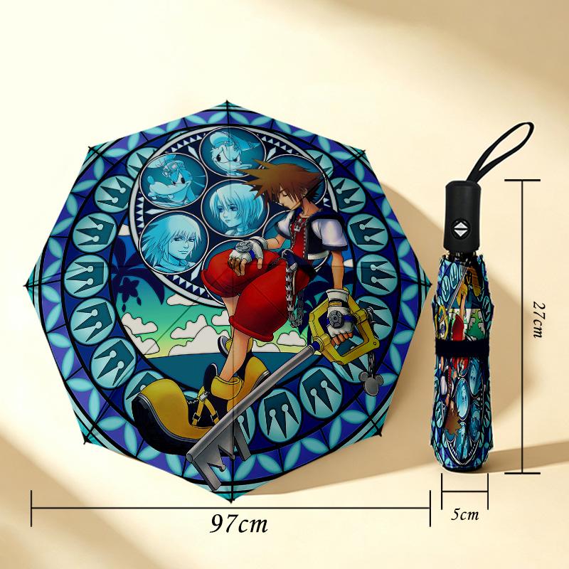 Keyblade Adventure 8 Ribs 3Fold Black Glue Uv Protection Umbrella Sun Protection Rainproof Compact Folding Umbrella For Travel Daily Use C923154