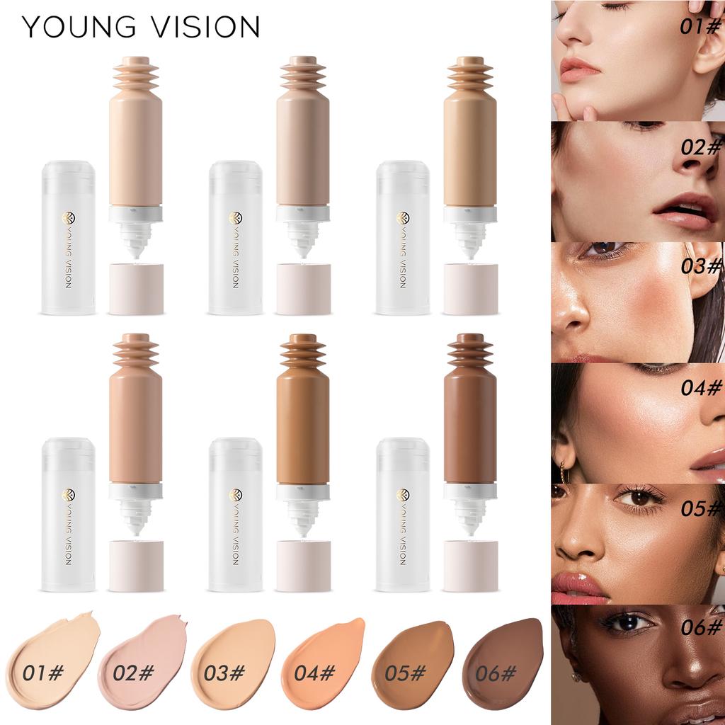 YOUNG VISION 1-piece Bottom Press Liquid Foundation Removable Matte Oil Control Facial Base Makeup Is Difficult To Remove