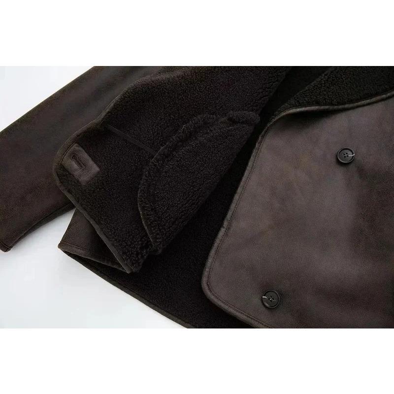 Autumn/Winter Women's Jacket Plush Coat Spring Faux Leather Jacket Warm Thick Wool Blend Coat Street Fashion