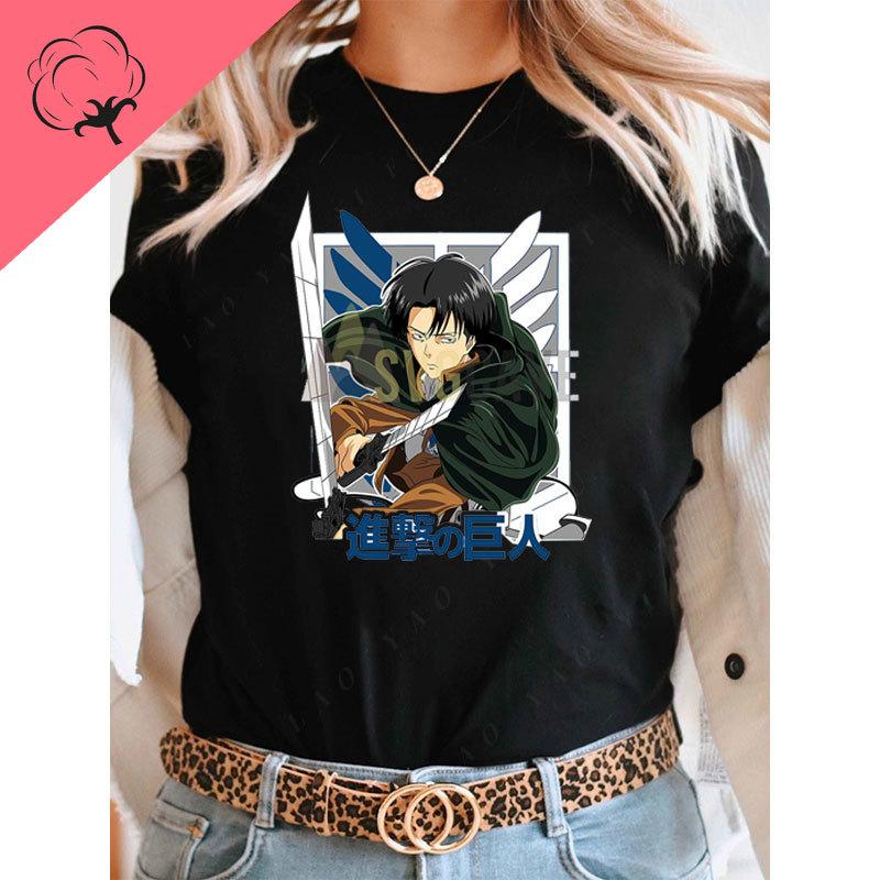 Аниме Футболка Атака Титанов Футболка Винтажный Стиль Shingeki No Kyojin Короткий Рукав Круглый Вырез Японский Унисексга Эрен Микаса Графическая Футболка