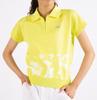 [New Balance] Golf Short-Sleeve Knit Polo Shirt (Cow Pod Print, Stretch) / Women's / 012-4275501 060_Yellow 2 [L]