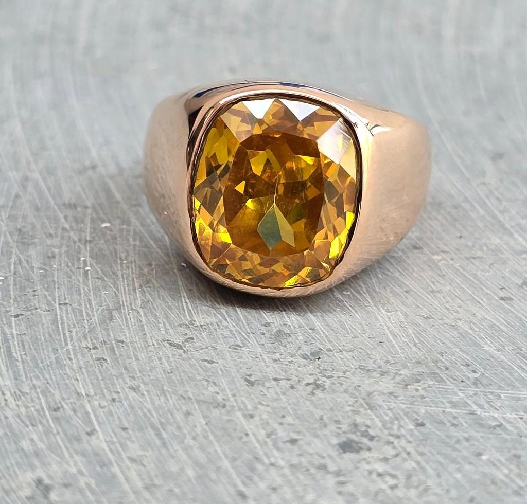 Мужское кольцо с цитрином, серебро 925 пробы, кольцо с драгоценным камнем, форма подушки, кольцо с печаткой, кольцо с камнем