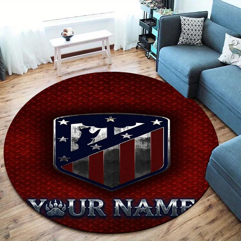 American Pride Shield Custom Name Round Area Rug Carpet Rug For Living Room Bedroom Sofa Playroom Decor Nonslip Floor Mat