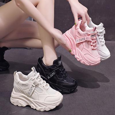 Comemore, весенние женские кроссовки, повседневные женские кроссовки на массивной сетке, на толстой подошве, женская спортивная обувь на вулканизированной платформе, женская теннисная обувь розового цвета