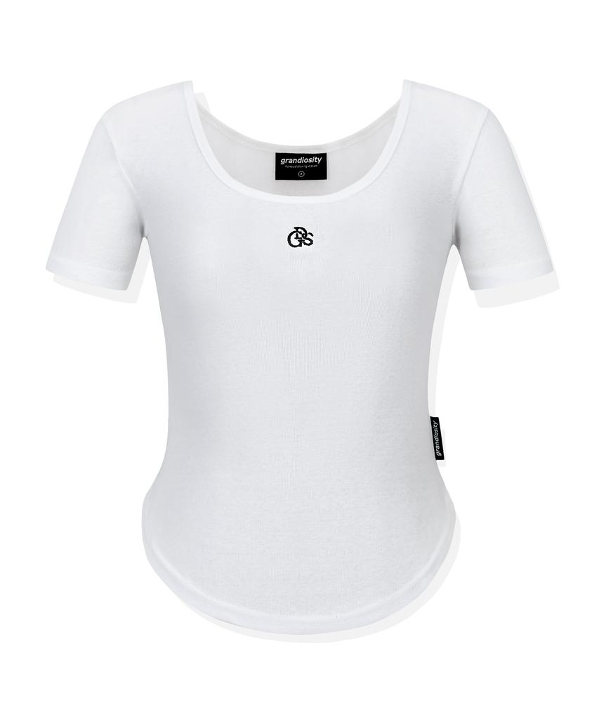 GRANDIOSITY Women'S Soft Slim U-Neck Short Sleeve T-Shirt (White)