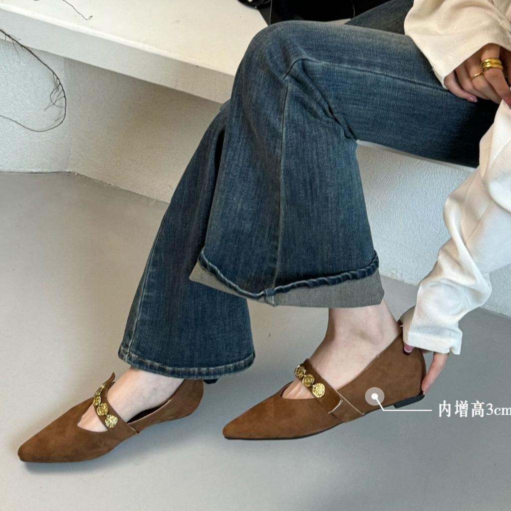 Inner Heightening Single Shoes Women's Fashion Versatile Little Fairy 2025 New Internet Celebrity Retro Casual Pointed Mary Jane Women's Shoes