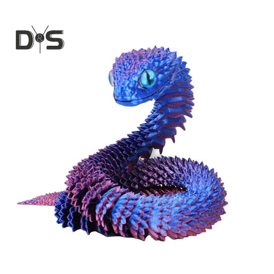 3D Printed Animals Articulated Simulated Snake Stress Relief Toys Realistic Flexible Snake Fidget Toy Tabletop Ornament for Kids Adults