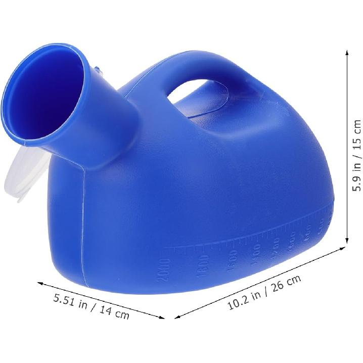 Бутылка-писсуар для мужчин – 2000 мл Упаковка из 2 штук – Непроливающийся мужской писсуар с крышкой для защиты от запаха – Портативный пластиковый контейнер для мочи для автомобиля,