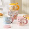 Керамическая кружка Butter Bear с крышкой, офисная парная чашка, подарок на день рождения, милая чашка для воды для девочки, бытовая