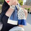 Luxury Women Elegant Boho-Chic Print Scarf Headband Neckerchief Foulard Female Hair Scarfs Neck Tie Skinny Scarves Soft Satin