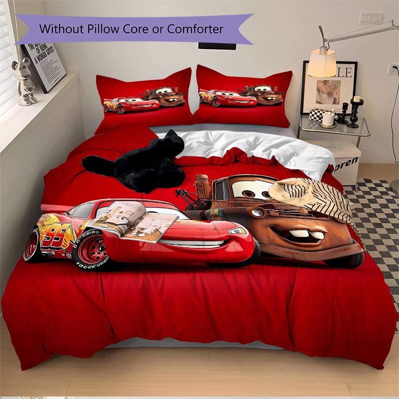 Cars Movie Characters Print 3Pcs Bedding Setduvet Cover With 2 Bedropillowcase Home Birthday Gift
