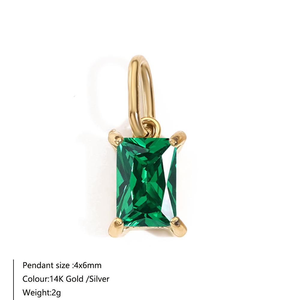 Прямоугольные подвески из нержавеющей стали с покрытием 14K золотом, с камнями по месяцам и цирконием