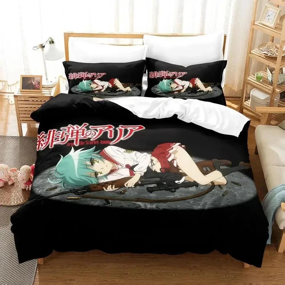 New Aria The Scarlet Ammo Bedding Set Cartoon Anime Three-Piece Set Adult Kid Bedroom Duvet Cover Sets 3D Print Kawaii Anime
