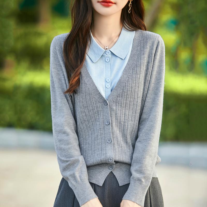 Женский кашемировый кардиган Qinghe кашемир 50% шерсть 50% шелк Женский осенне-зимний кашемировый кардиган мягкий и теплый