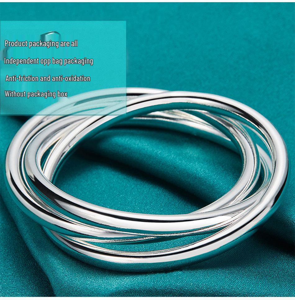 Женский серебряный браслет с тройным кругом: Ювелирные изделия из сплошных многокруговых элементов от West Lake Beauty