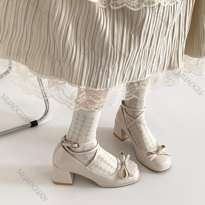 Модные женские туфли-лодочки на толстом высоком каблуке, красные туфли Мэри Джейн, женские туфли Лолита с квадратным носком, весенне-осенние новинки для вечеринок, кожаные женские лоферы