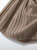 Women's Mid-Length A-Line Cashmere Knit Skirt - High-Waisted, Ribbed, Slimming, Pleated, Versatile.