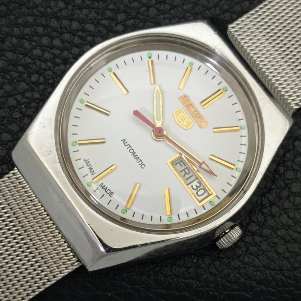 ЯПОНИЯ ВИНТАЖ SEIKO 5 АВТОМАТИЧЕСКИЕ 6349A МУЖСКИЕ ЧАСЫ С ЦИФЕРБЛАТОМ БЕЛОГО ЦВЕТА a702627-1