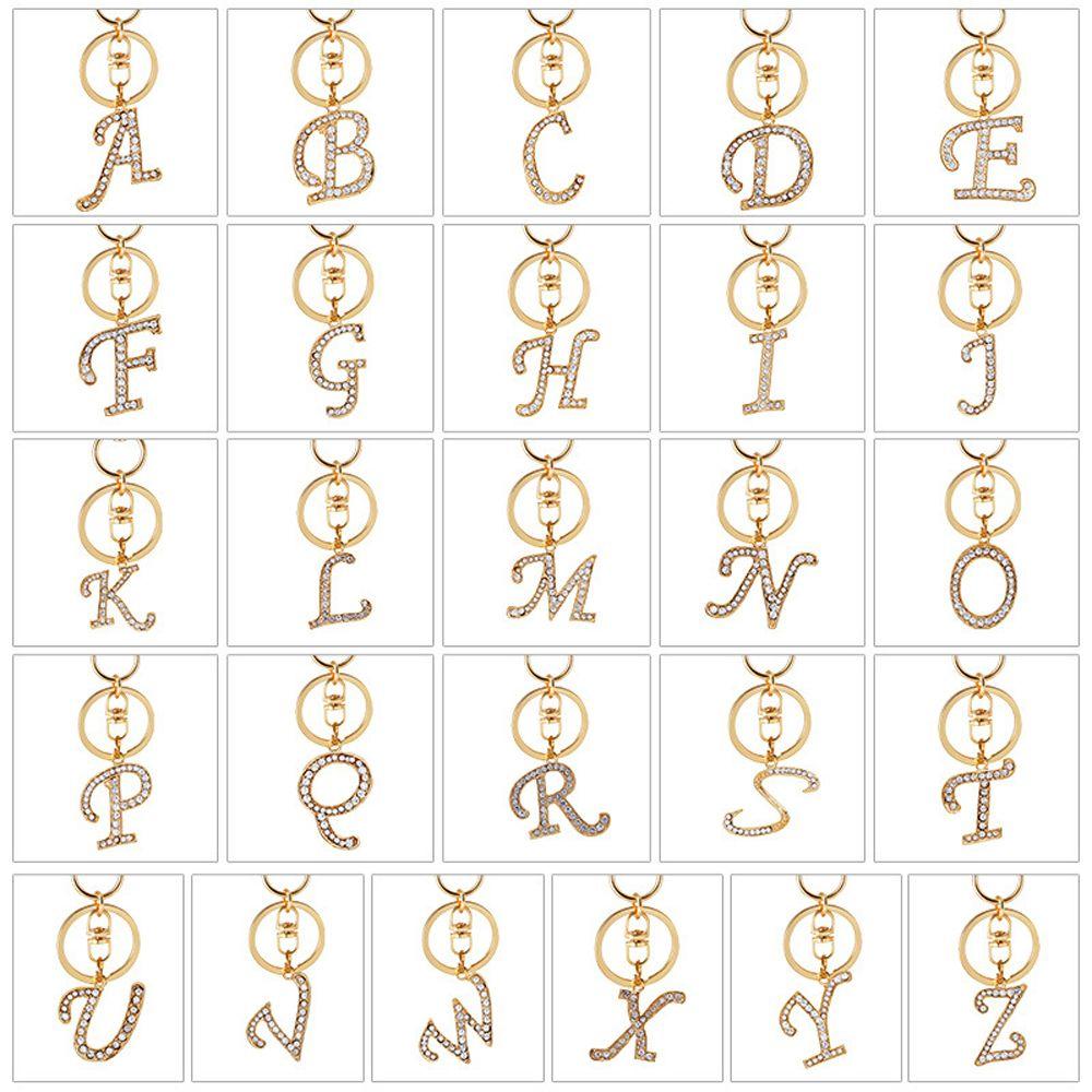Handbag Charms Rhinestone Letter Key Chain Letter Pendant 26 Alphabet Key Ring Alphabet Keyring