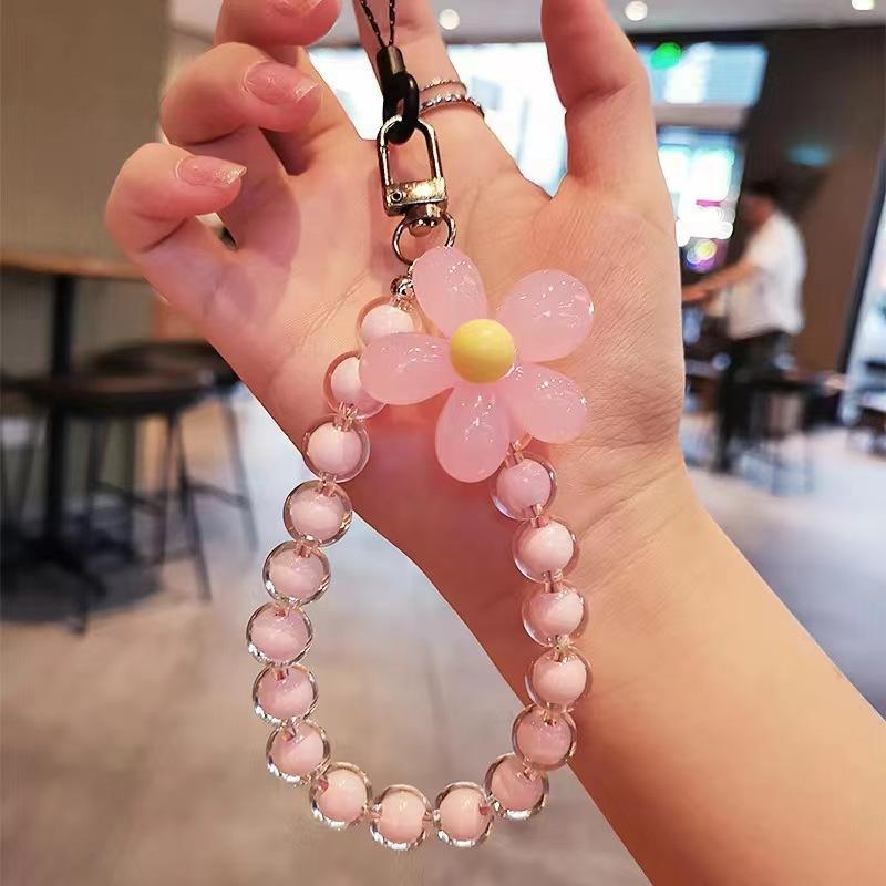 Crystal Color Mobile Phone Lanyard Wrist Strap Women's Hand-held Chain Short Anti-lost Cell Phone Case Cute Lanyard Key Pendant