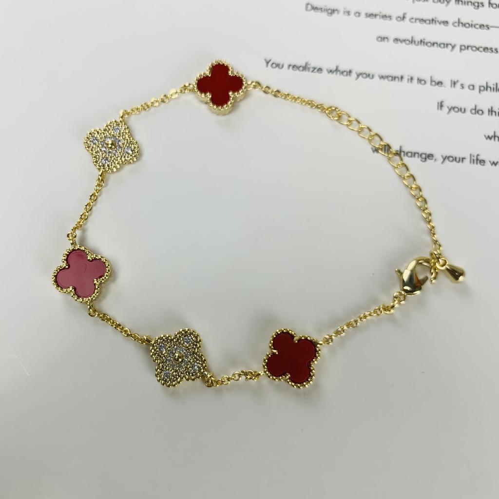 Four Leaf Grass White Beiman Diamond Micro Inlaid Bracelet Advanced Bracelet