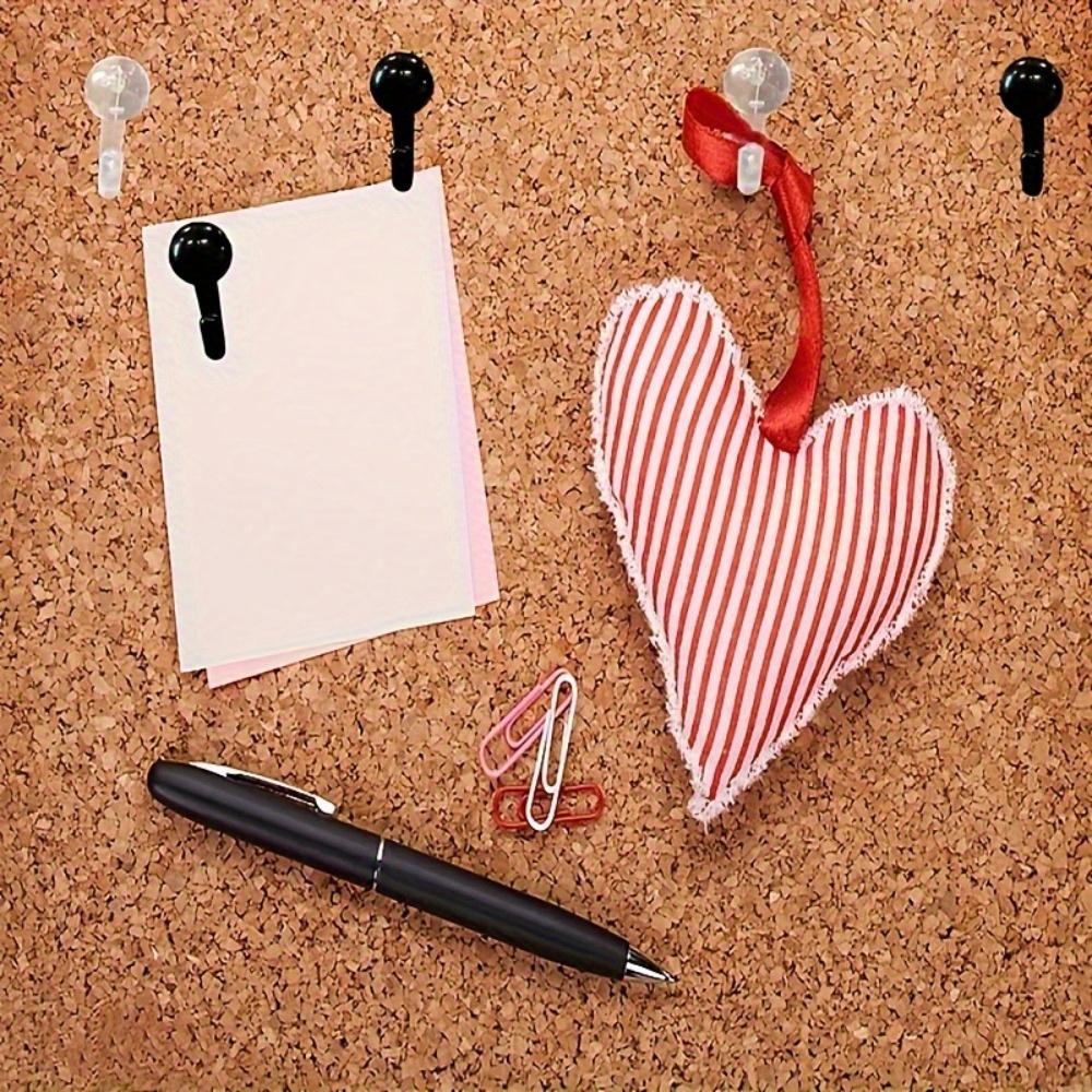 Decorative Push Pin Hooks for Cork Boards - Versatile Plastic Head Hooks in Black for Keys, Beads, and Home Office Organization