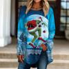 Women's Casual  Plus SizeLong Sleeved Round Neck Christmas  Printing T-shirt Top Pullover
