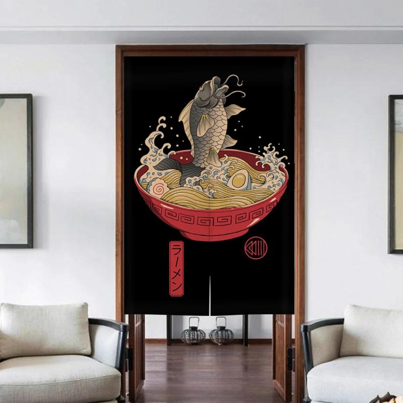 Nordic Door Partition Kitchen Snack Shop Restaurant WartainJapanese Sushi Dharma Fish Door Wartain Printing Bedroom Window