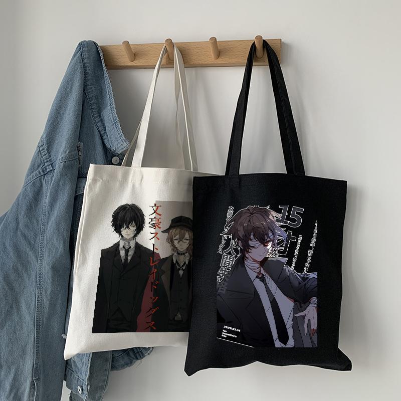 Женская сумка Bungo Stray Dog из японского аниме, холщовая сумка Harajuku, женская сумка-шопер, большая вместительная модная сумка с героями мультфильмов Y2K