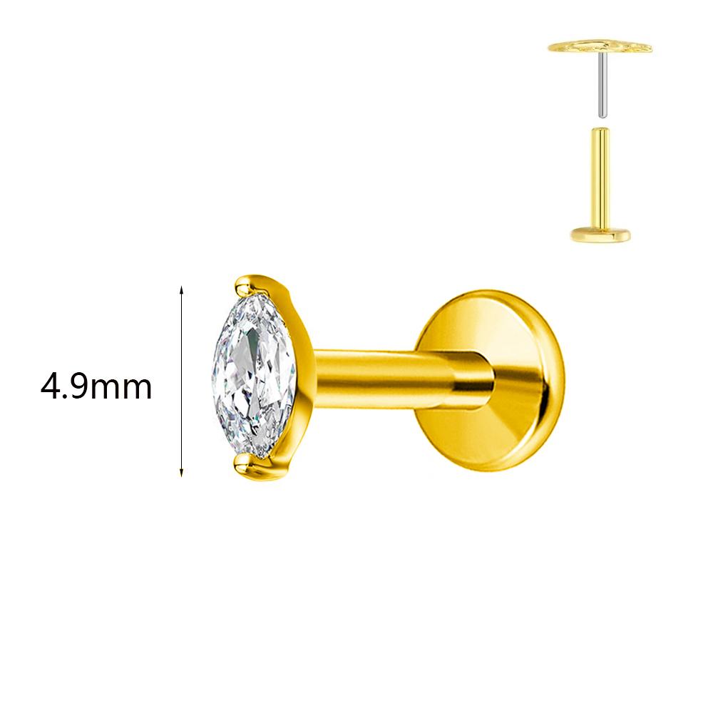 ASTM F136 G23 Титановый Пирсинг Кроличьи Ушки Серьга-Гвоздик Push In Безрезьбовой Лабрет 16/18/20G Хрящ Боди-Пирсинг