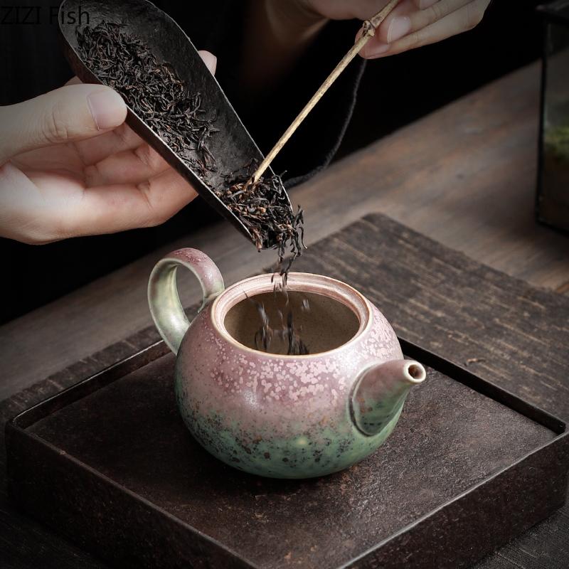 Керамический чайник в японском стиле с ржавой глазурью, креативный офисный чайник из грубой керамики для пуэра, чайная церемония, чайный сервиз для кунг-фу, аксессуары