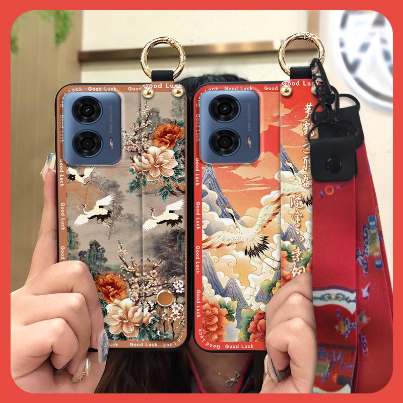 Пылезащитный ремешок на запястье Чехол для телефона для MOTO G24 Power Шнурок для мамы Прочный браслет Модная подставка Силиконовое кольцо