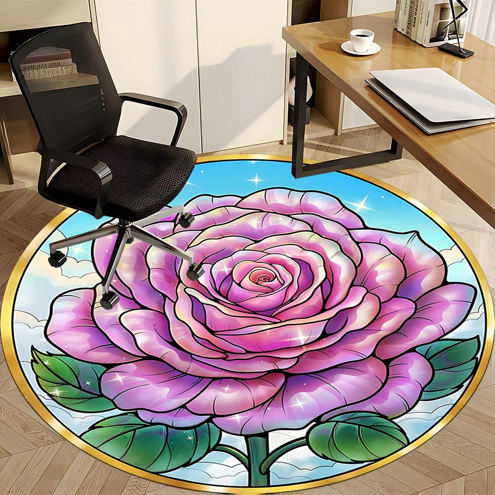 1pc Rose Window Chair Carpet for Office - Durable, Ideal for Chair Mats, Stylish & Functional Decorative Rug yy260130079