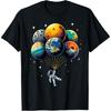 Astronaut Holding Planet Balloons Kids Solar System Space T-Shirt