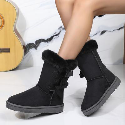 2024 Bowknot Snow Boots Winter Women Short Boots New Women Plus Fleece Thicken Warm Boots Women Non-Slips Brown Long Boots