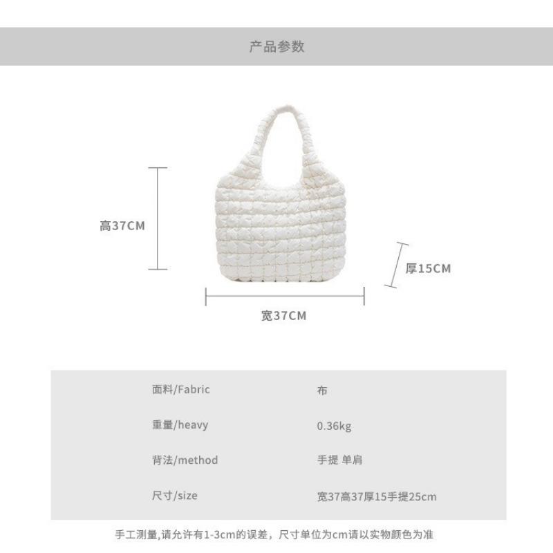 Folded Cloud Bag Women's Down Cotton Clothes Bubble Bag Large Capacity Tote Bag Commuter Messenger Bag Pleated Bag