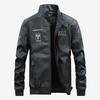 Leather Jacket Men Autumn Casual Jacket Warm Fleece High Quality Black Business Stand Collar Bomber